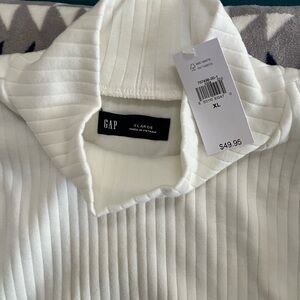 GAP Ivory Mock neck Ribbed Knit Top XL~ New w/Tags